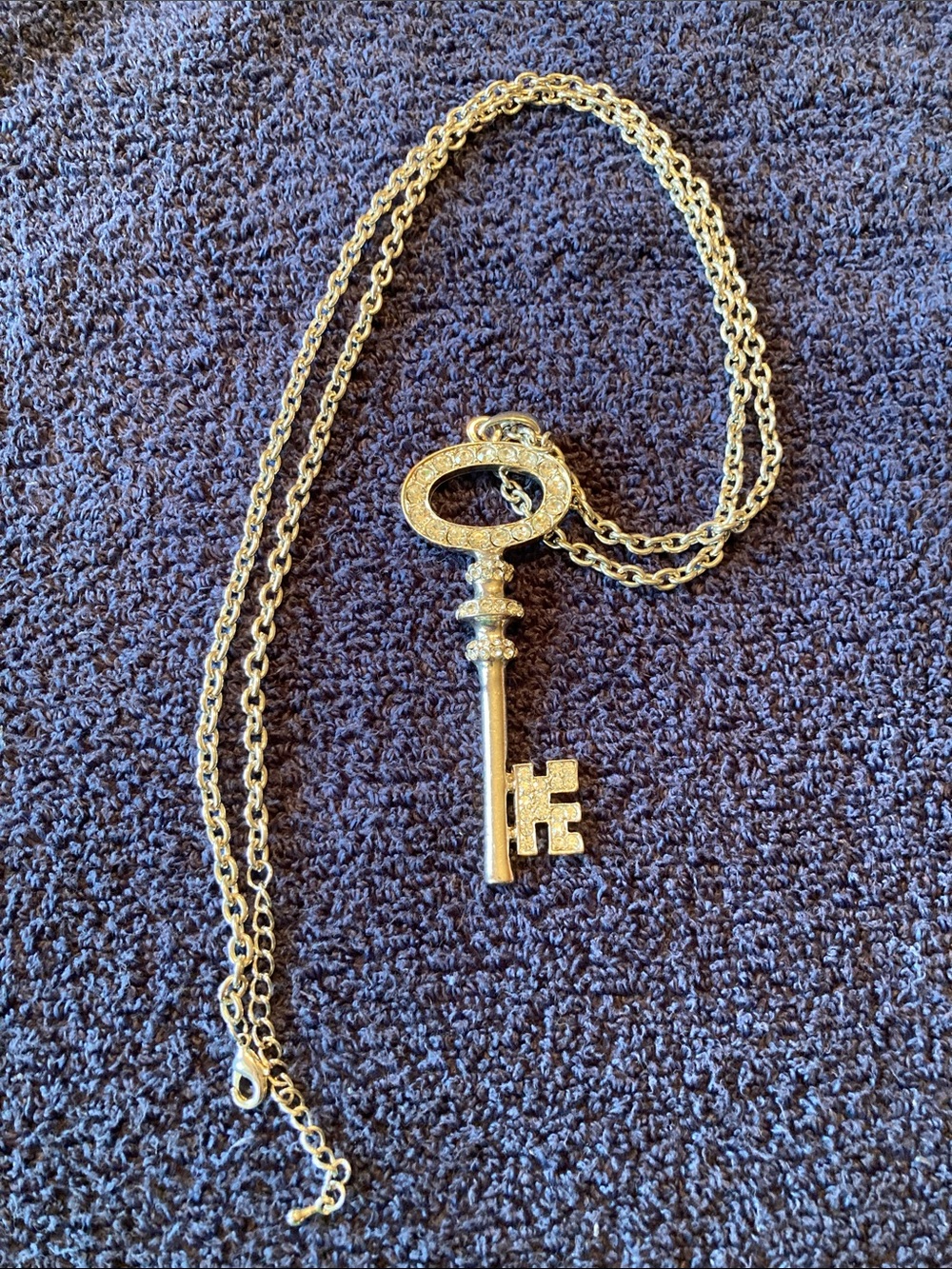 Oversized Iced Out Key Pendant Necklace - Generous Chain Length